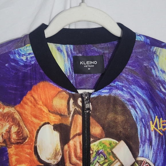 Men's Kleino Van Gogh Starry Night Skater Artsy Bomber Jacket - Size Medium - Picture 2 of 15